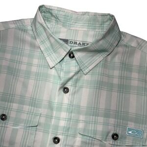 Drake Clothing Company Fishing Shirt Mens S‎ Mint Plaid Short Sleeve Ventilated